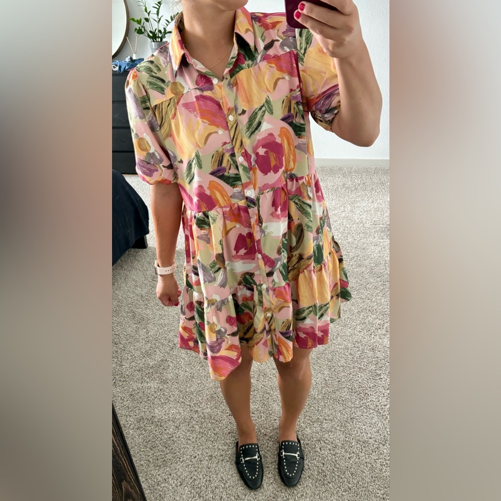 Floral Mini shirt dress